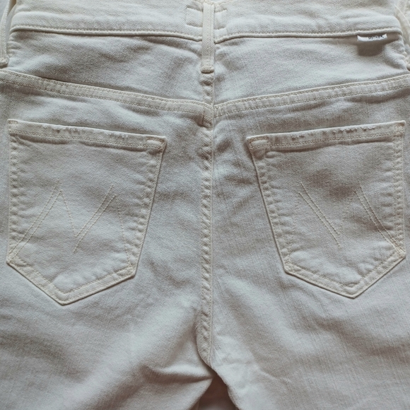 Mother Jeans The Insider Crop Step Fray in White with Black Stripes - Picture 7 of 16